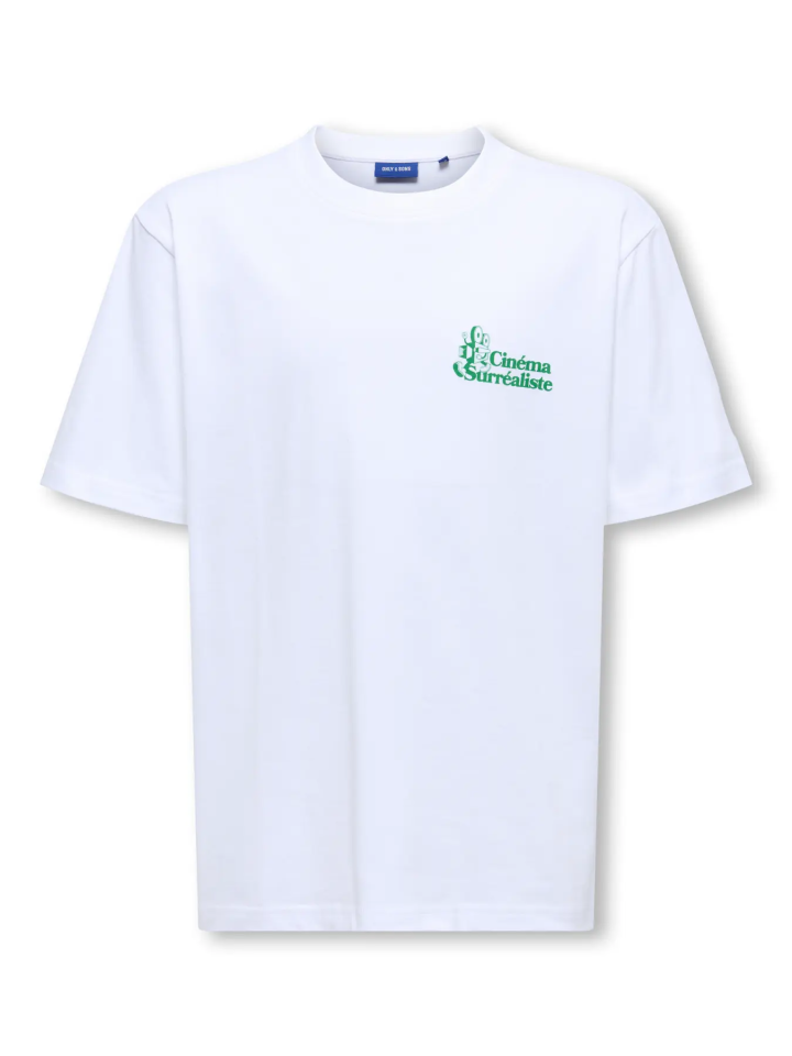 Only and Sons Junior lasten t-paita OSJFREDO RLX Cinema SS Tee, valkoinen