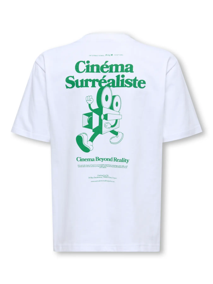 Only and Sons Junior lasten t-paita OSJFREDO RLX Cinema SS Tee, valkoinen