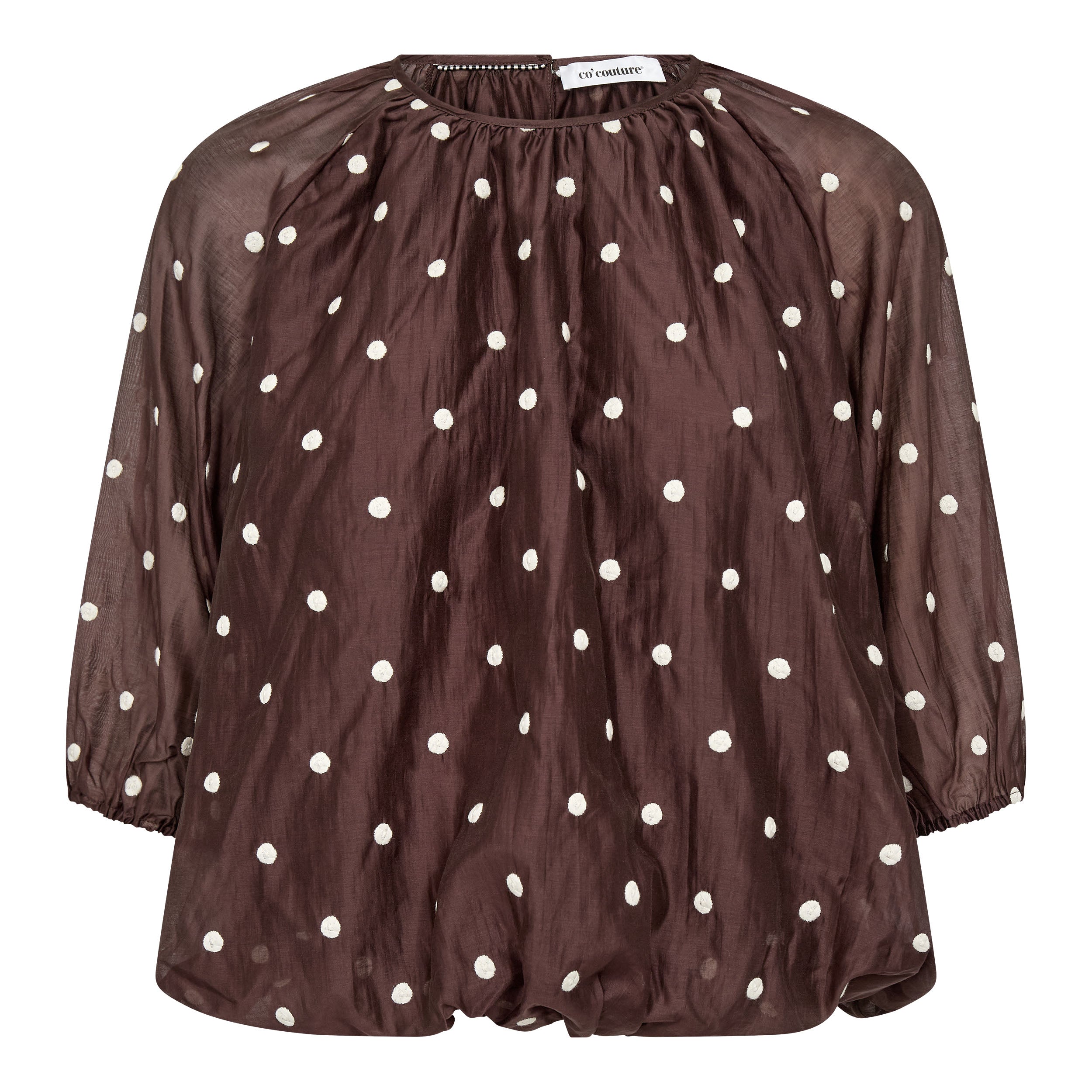 Co’Couture naisten pusero Dita Dot Balloon Blouse, ruskea kuosillinen
