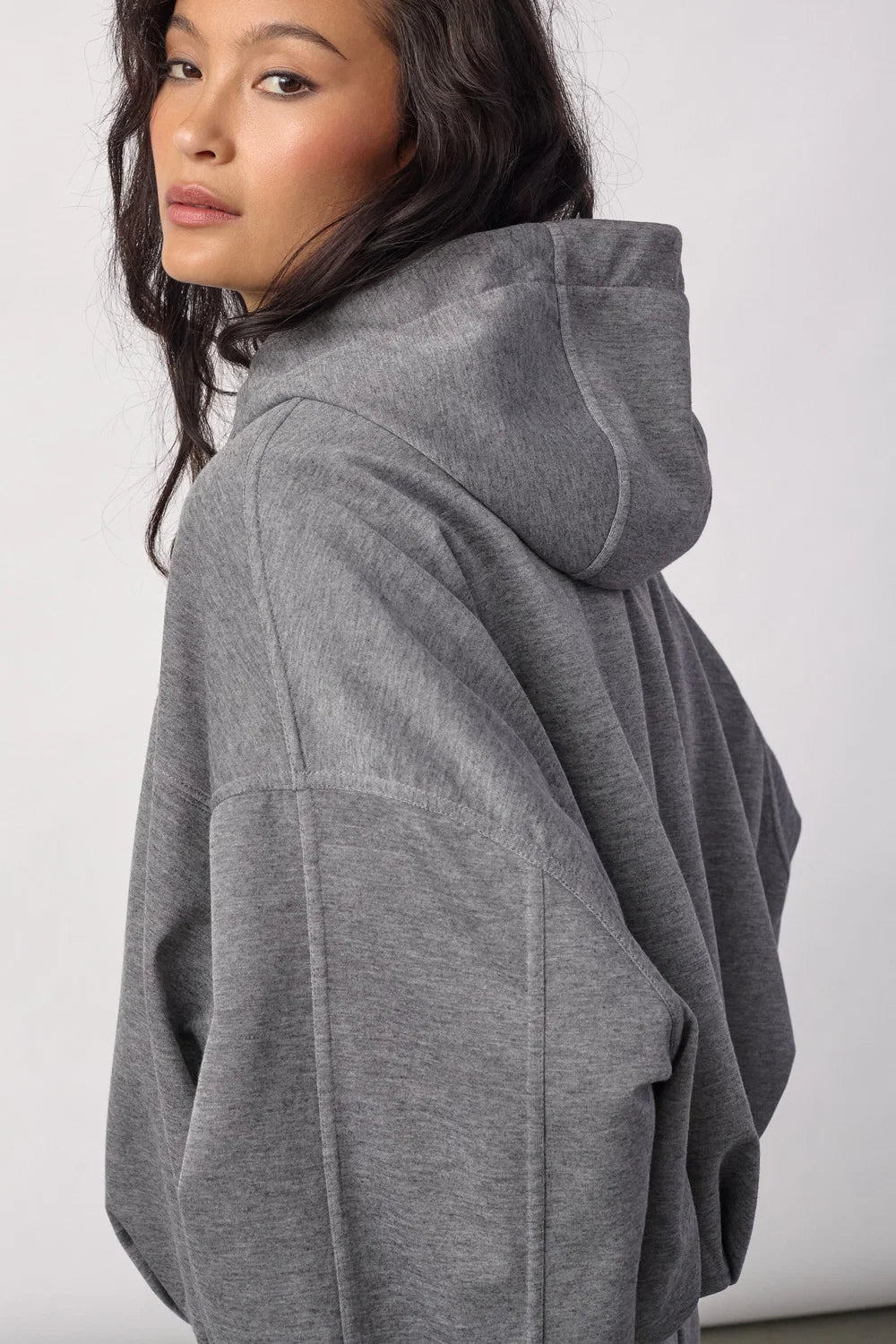 Co’Couture naisten huppari Lancecc Balloon Hoodie, Vaaleanharmaa meleerattu