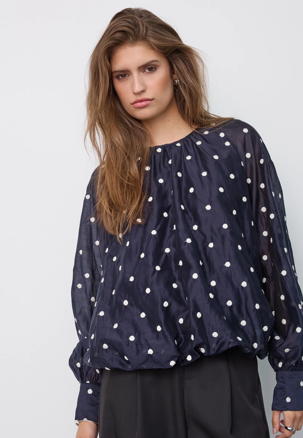Co’Couture naisten pusero DitaCC Dot Balloon Blouse, tummansininen