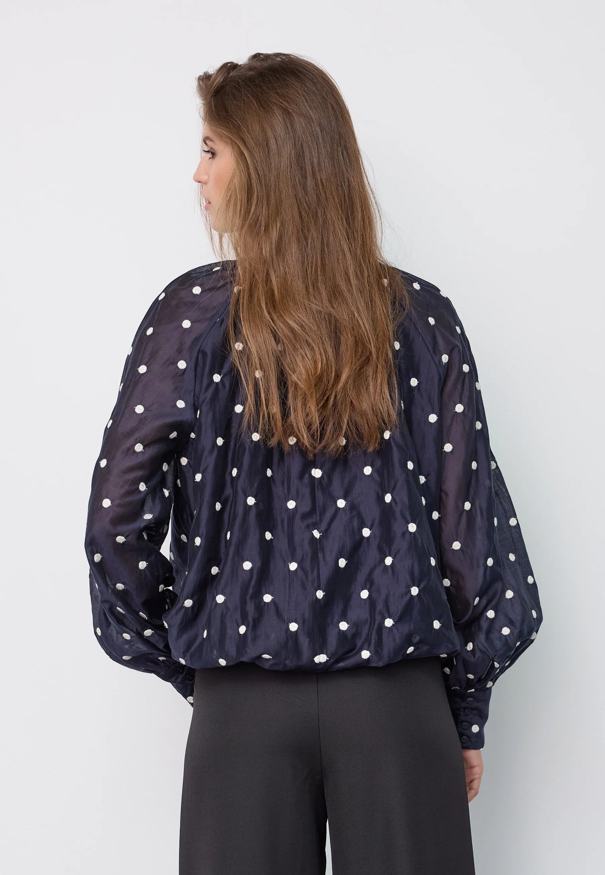 Co’Couture naisten pusero DitaCC Dot Balloon Blouse, tummansininen