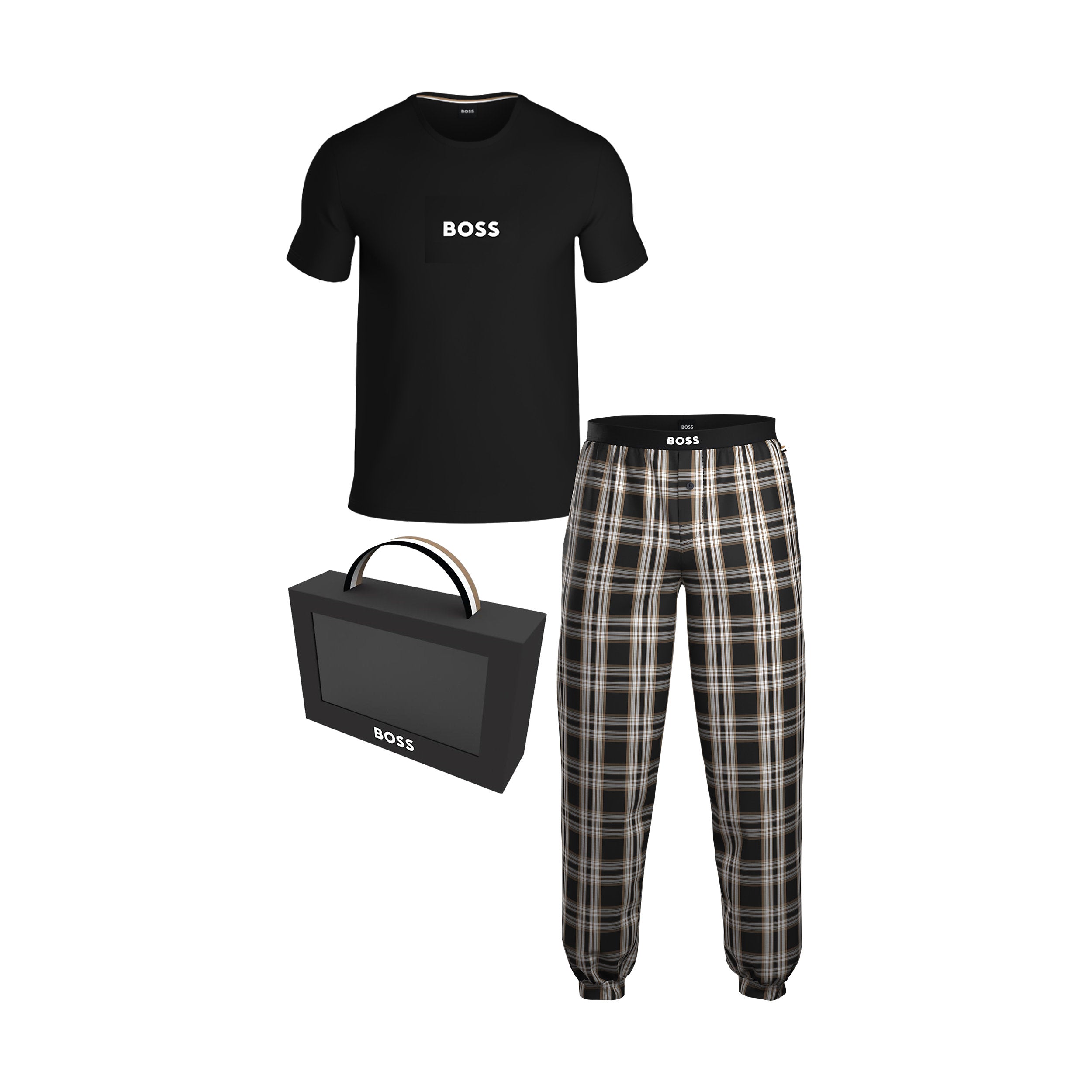 Hugo Boss Miesten Pyjamat ja yöasut Easy Long Set T-shirt musta