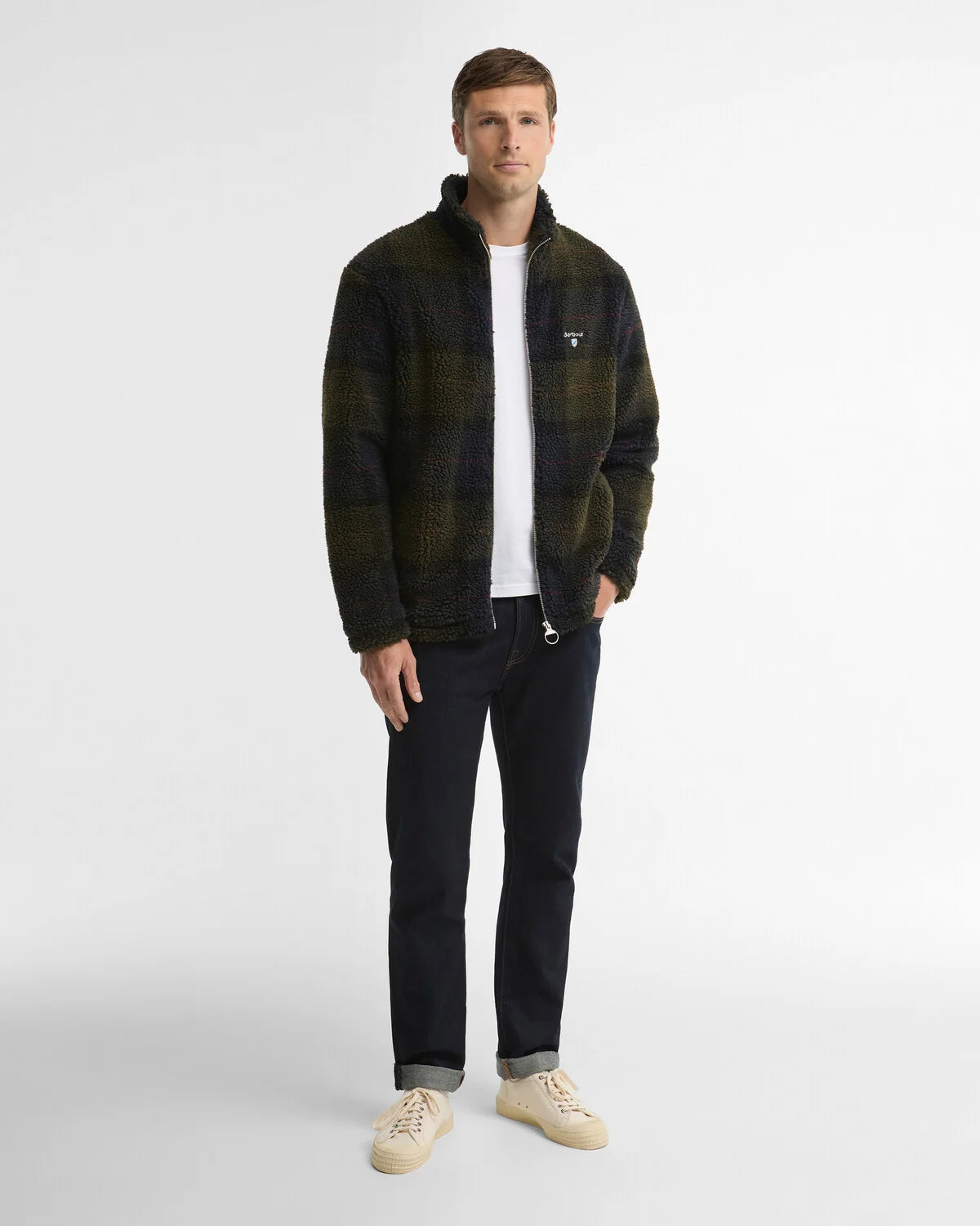 Barbour miesten fleecetakki Tartan Sherpa Fleece, vihreä ruutu