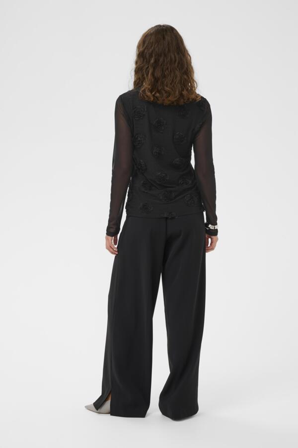 Culture Mascha Mesh O-Neck Blouse, musta