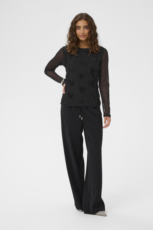 Culture Mascha Mesh O-Neck Blouse, musta