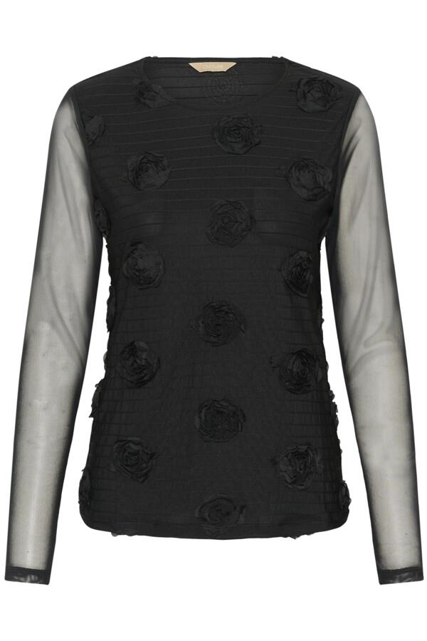 Culture Mascha Mesh O-Neck Blouse, musta