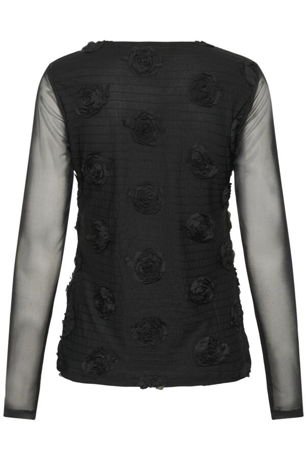 Culture Mascha Mesh O-Neck Blouse, musta