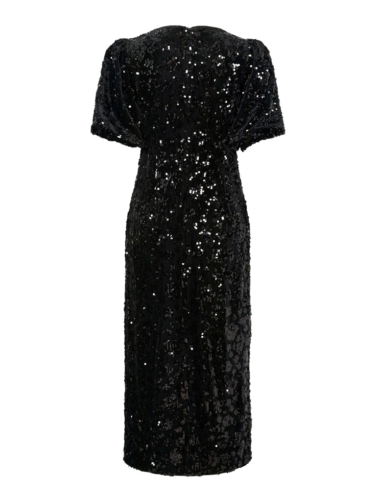 YASSOFIE 2/4 SEQUIN MIDI DRESS Black