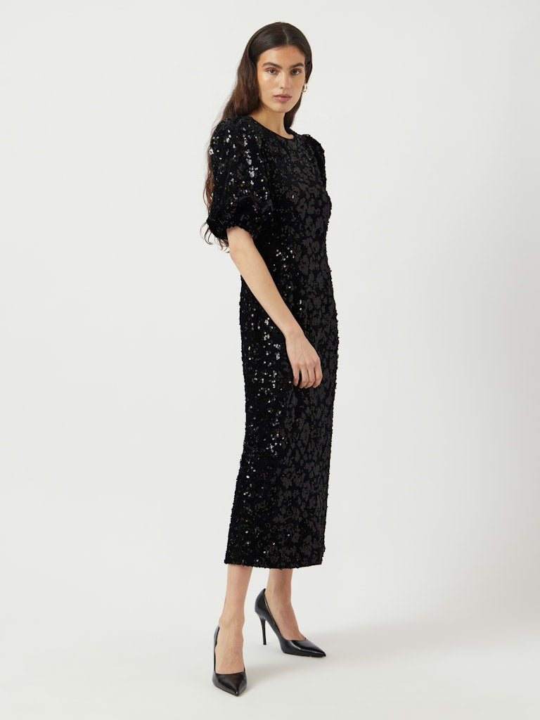 YASSOFIE 2/4 SEQUIN MIDI DRESS Black
