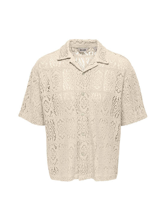 Only and Sons miesten kauluspaita Charmed Resort Shirt, Antique White