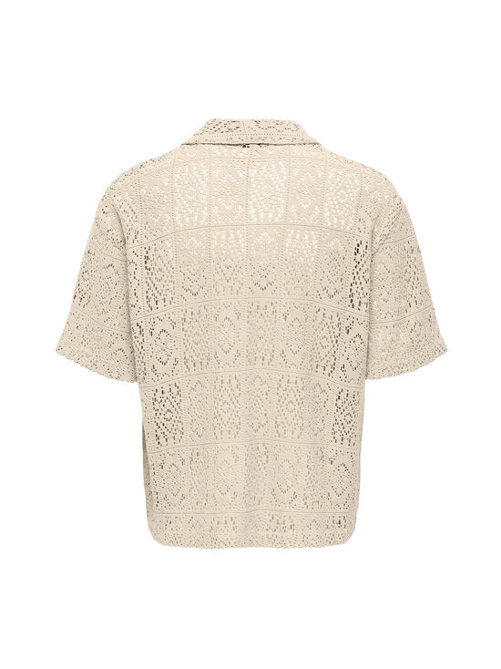 Only and Sons miesten kauluspaita Charmed Resort Shirt, Antique White