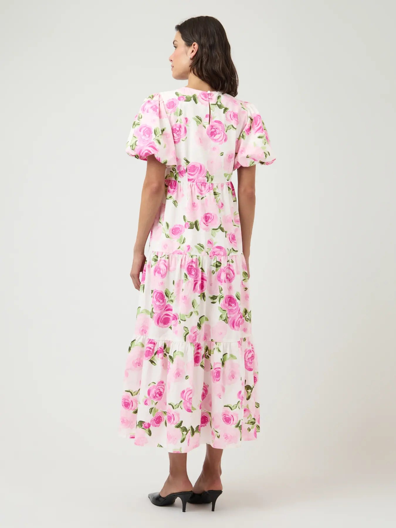Y.A.S mekko YASColea SS Ankle Dress, Star White Pink Emula