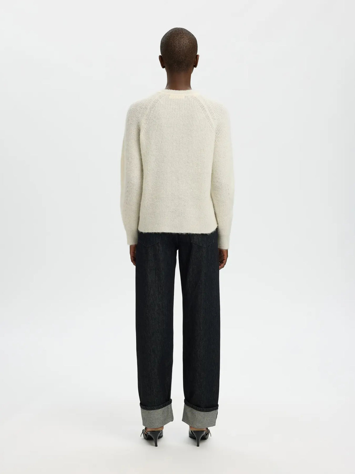 Selected Women naisten neuletakki Lulu Knit Short Cardigan, Snow White