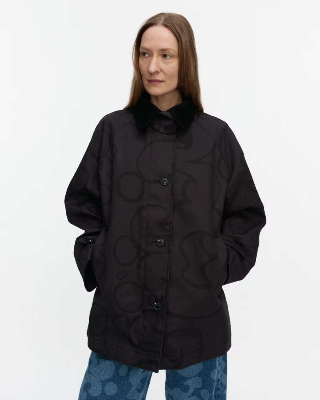 Marimekko naisten takki Essee Keidas Coat, musta kuosi