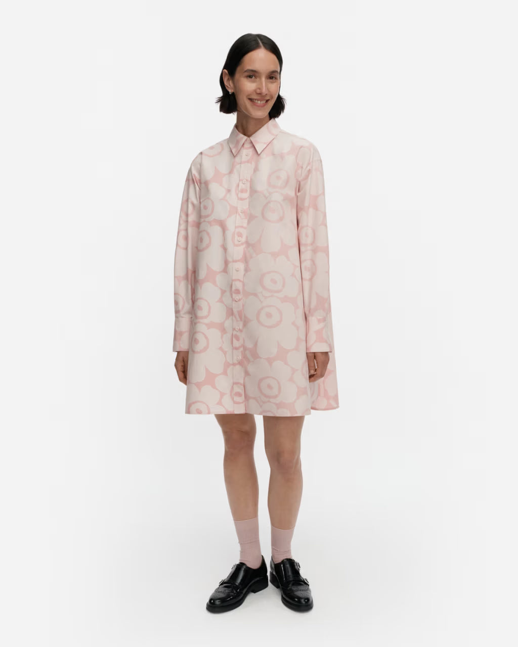 Marimekko paitamekko Kuvitelma Unikko Cotton Shirt Dress, vaaleanpunainen