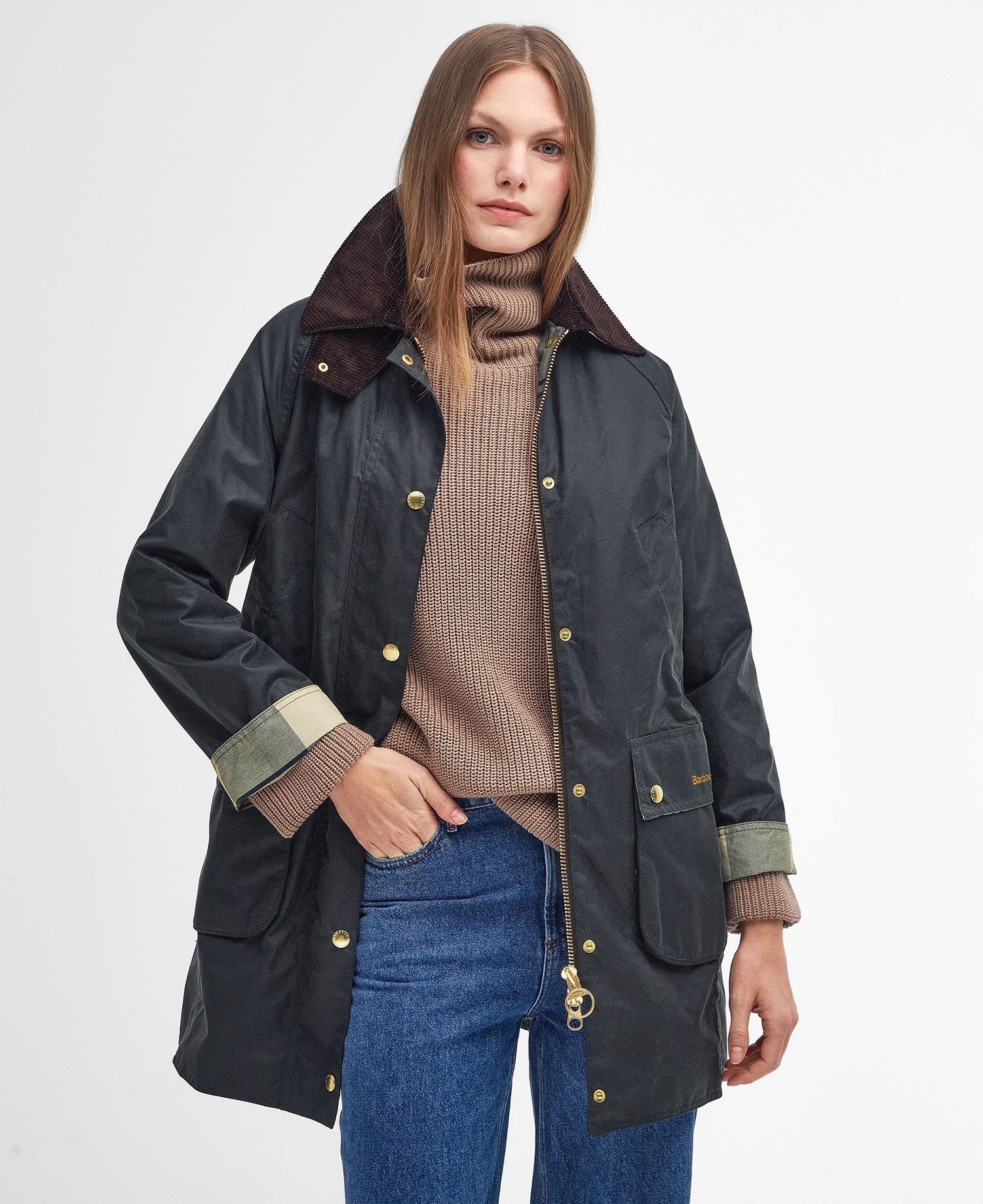 Barbour Long Beadnell Wax Jacket TUMMANVIHREÄ