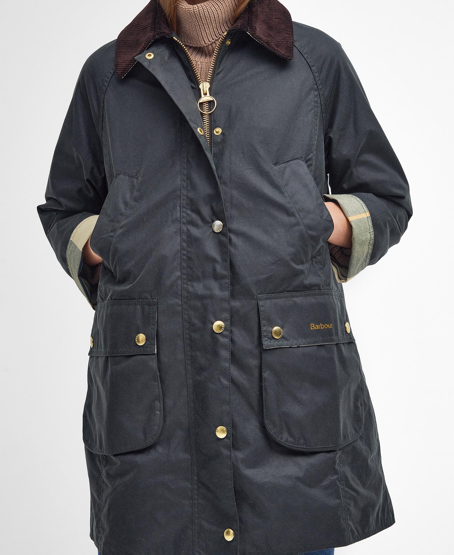 Barbour Long Beadnell Wax Jacket TUMMANVIHREÄ