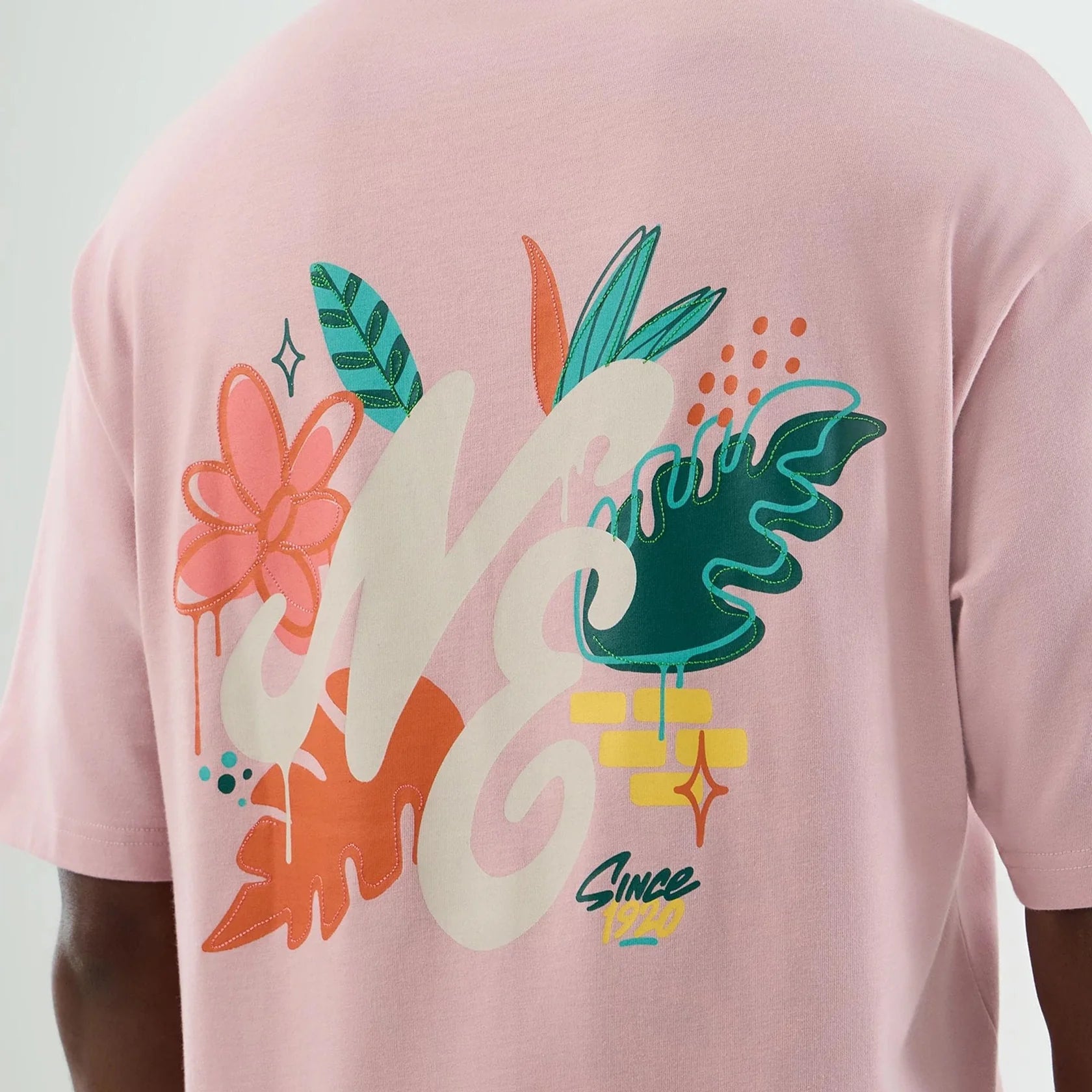 New Era unisex t-paita Floral Os Tee Unisize, vaaleanpunainen