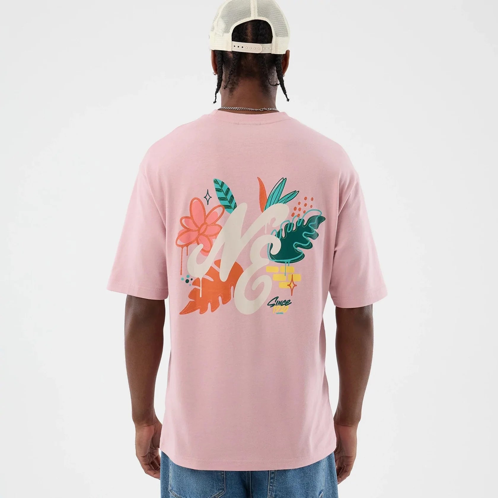 New Era unisex t-paita Floral Os Tee Unisize, vaaleanpunainen