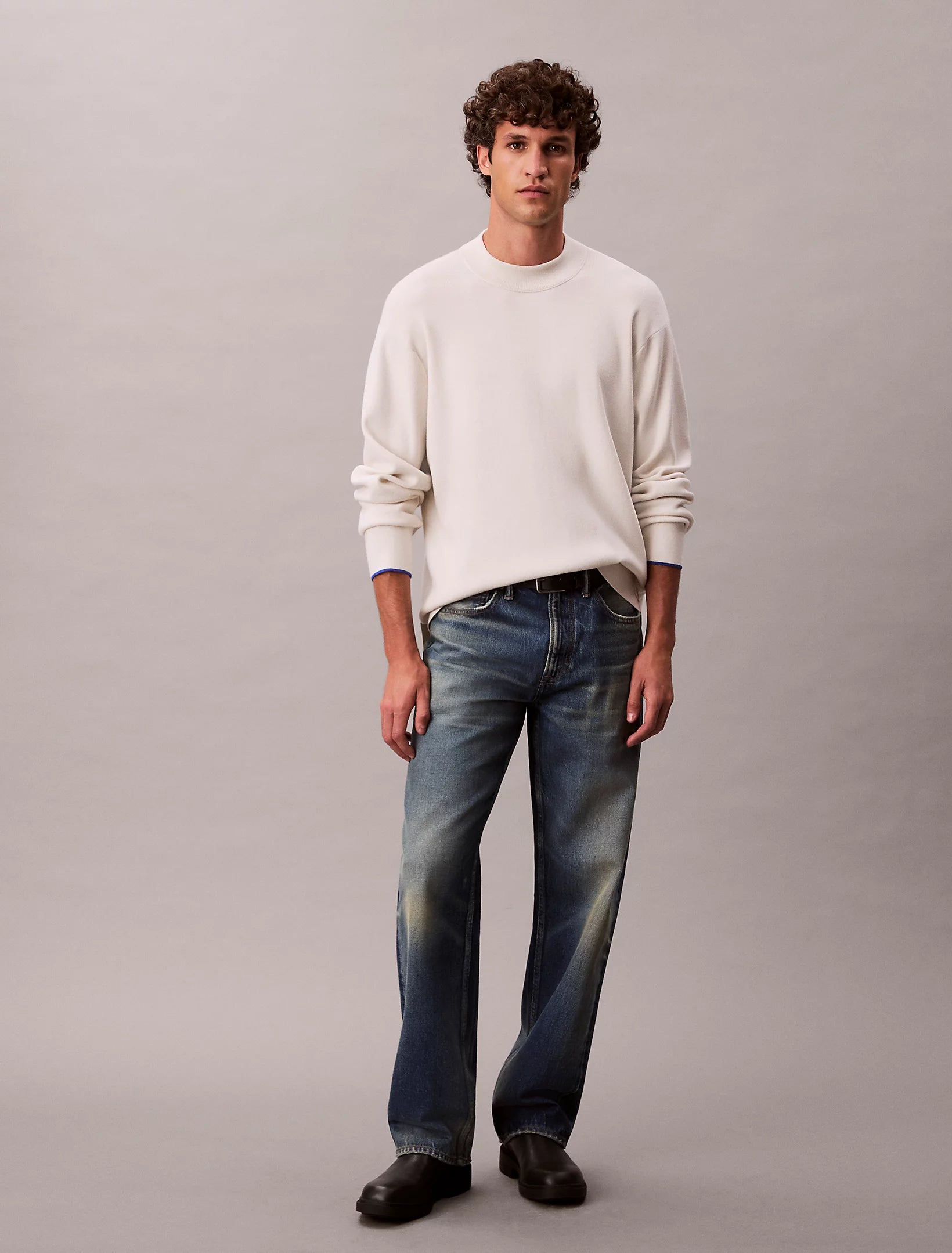 Calvin Klein Menswear miesten neulepusero LS CK TECH KNIT QZ SWEATER 14GG, vaaleanharmaa