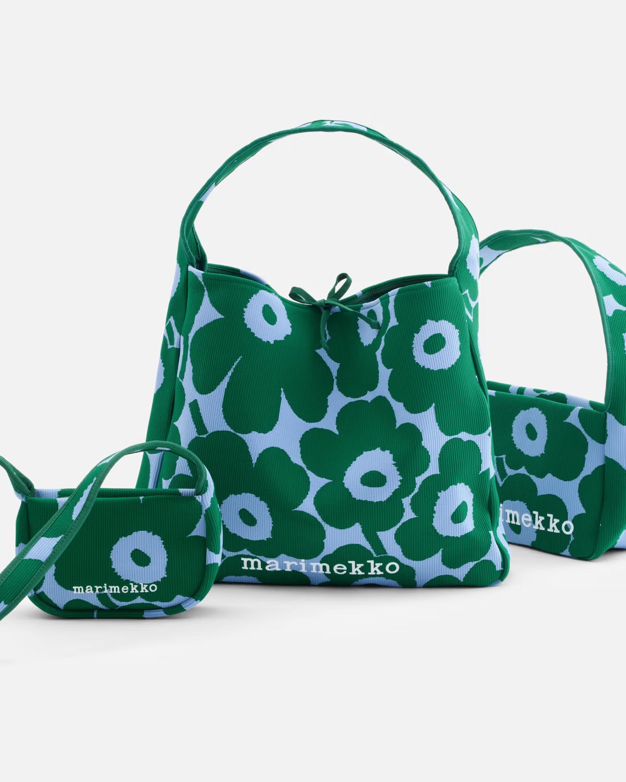 Marimekko olkalaukku Knitted Bag Large Unikko, vihreä kuosi