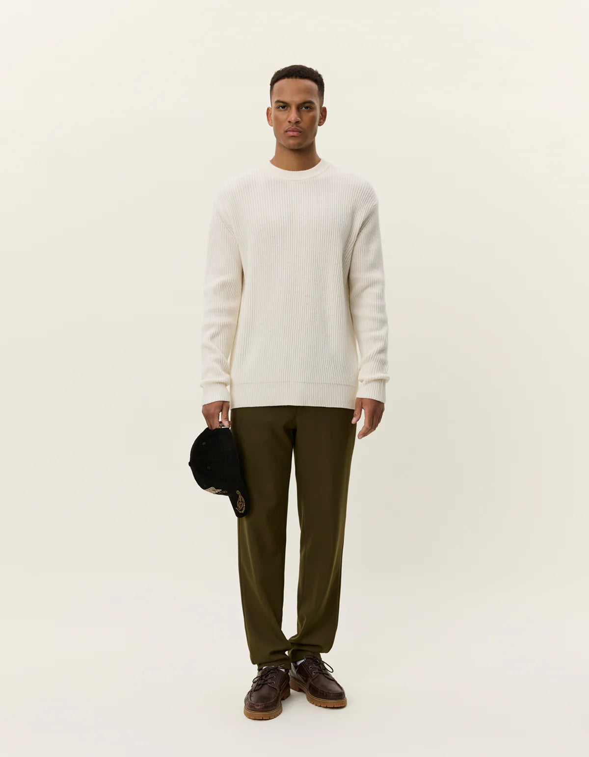 Eddie Wool Rib Crewneck Knit VALKOINEN