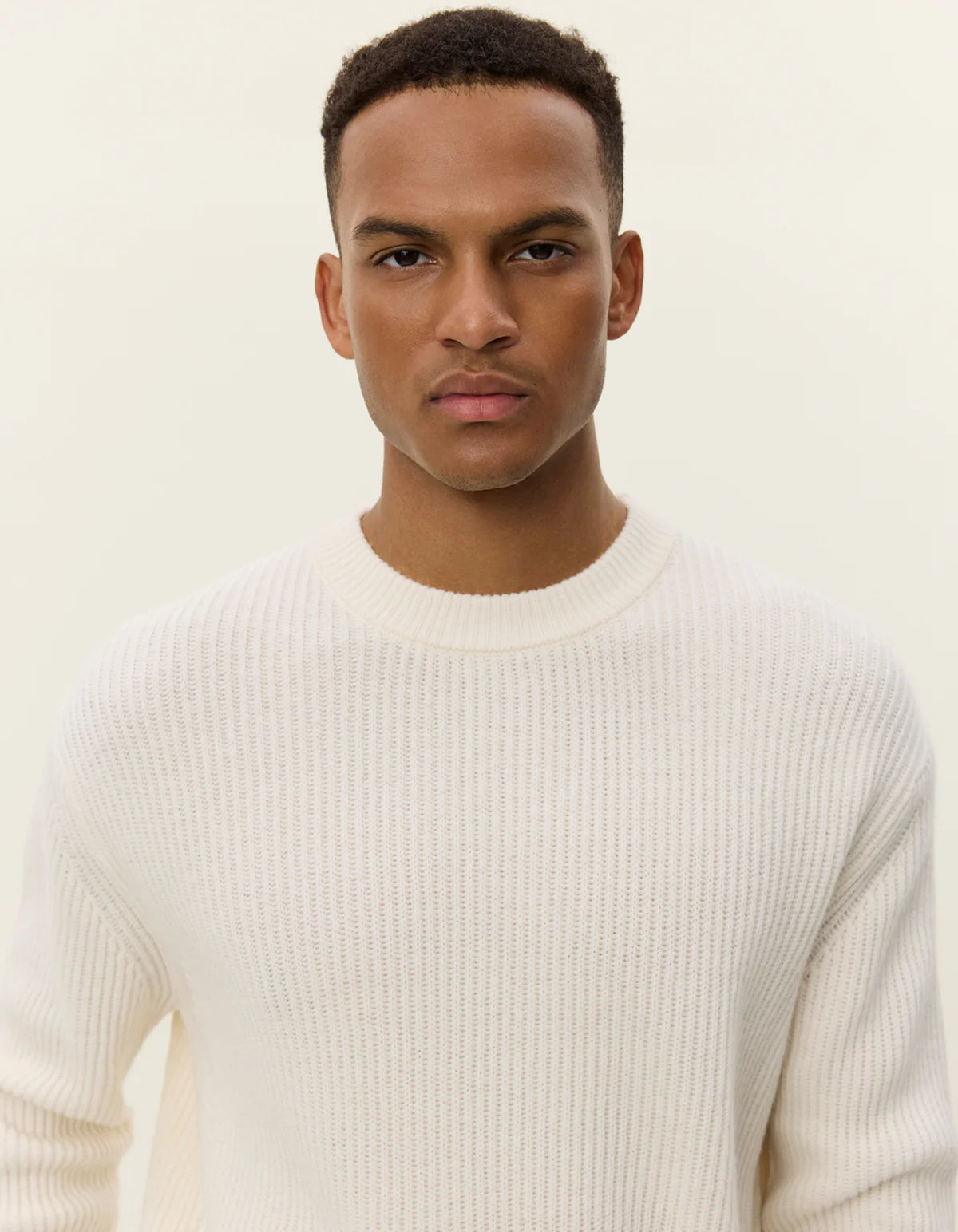Eddie Wool Rib Crewneck Knit VALKOINEN