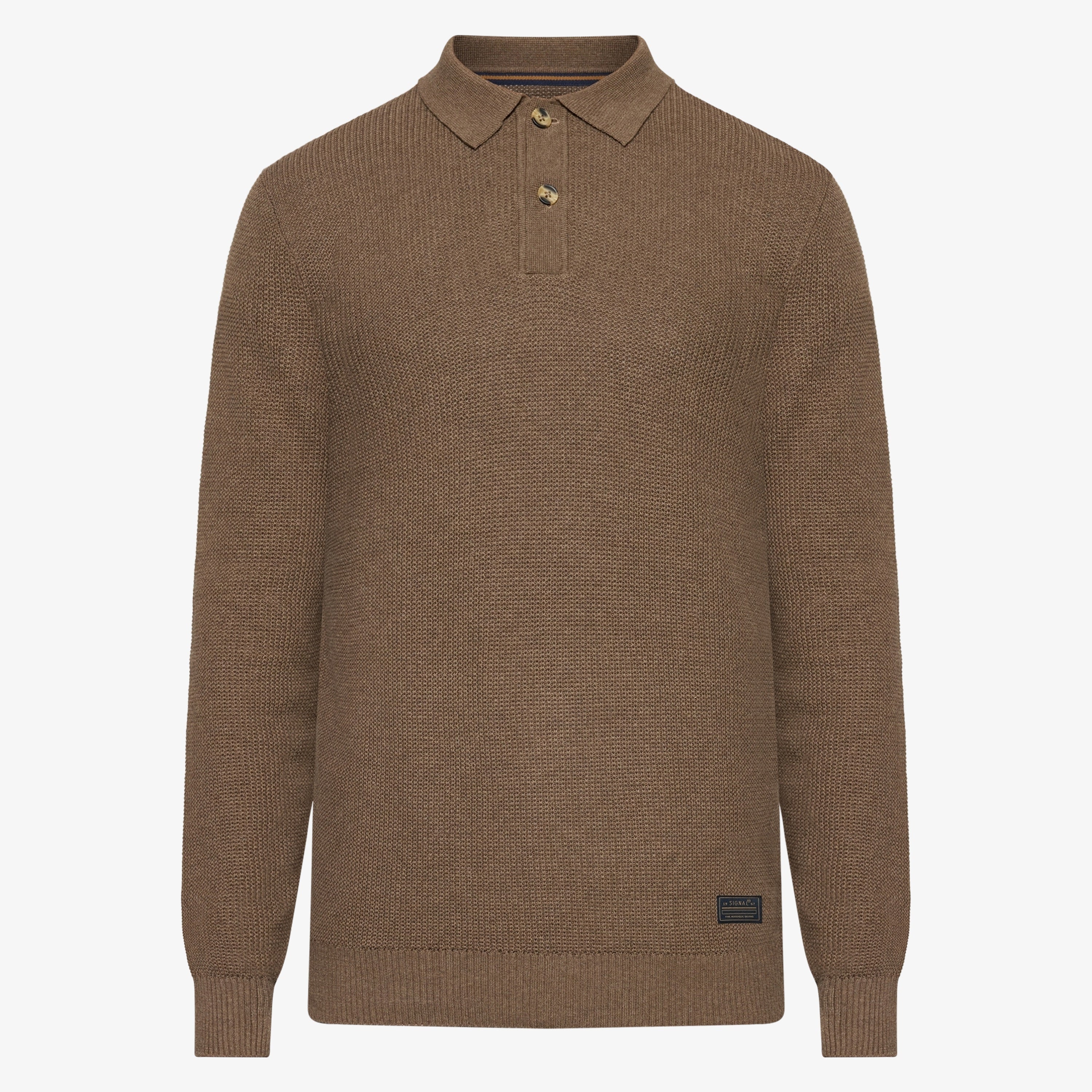 Signal miesten neulepusero Klassi Structure Polo, kaakaonruskea