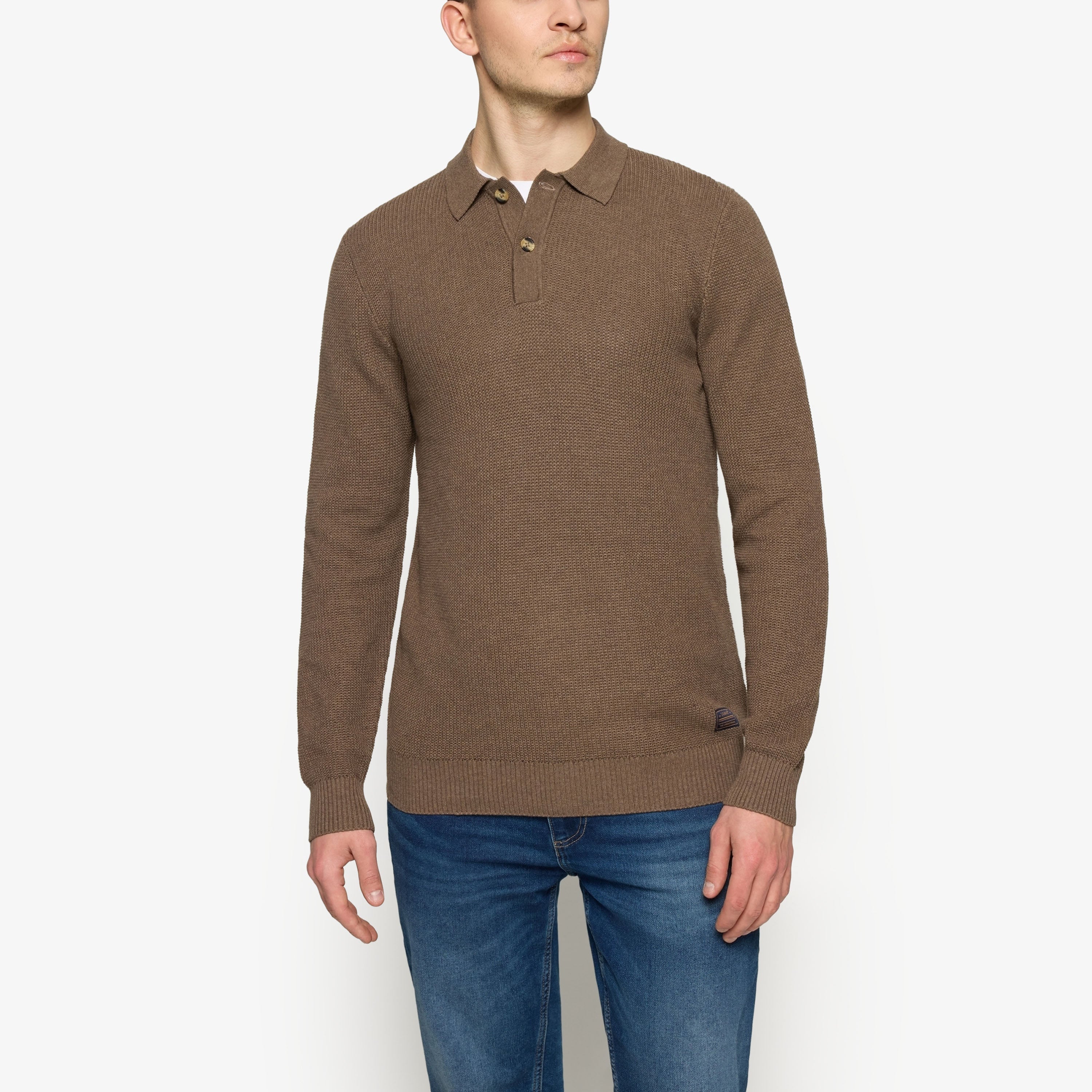 Signal miesten neulepusero Klassi Structure Polo, kaakaonruskea