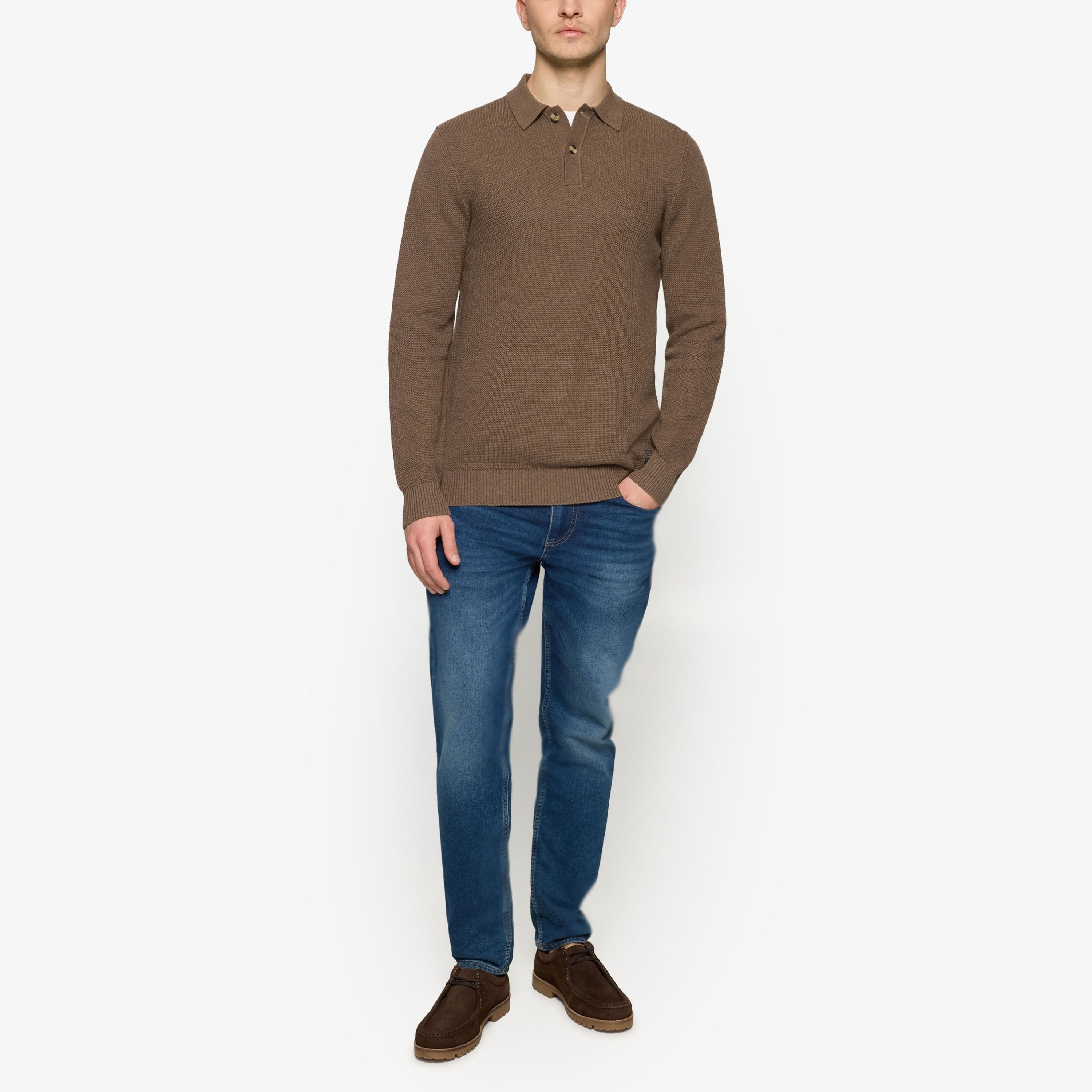 Signal miesten neulepusero Klassi Structure Polo, kaakaonruskea