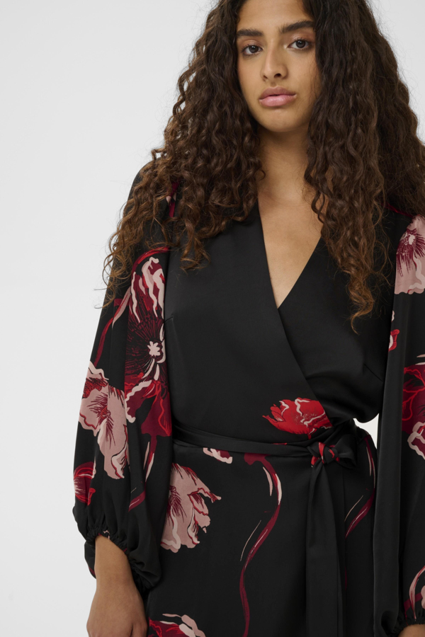 Inwear Dawn Basira Wrap Dress, Black Poppy Rose