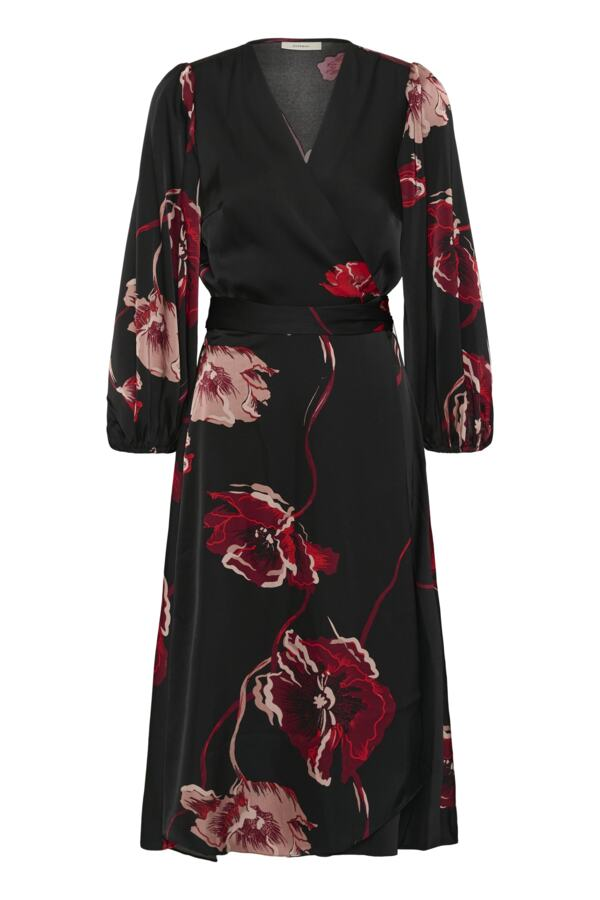 Inwear Dawn Basira Wrap Dress, Black Poppy Rose