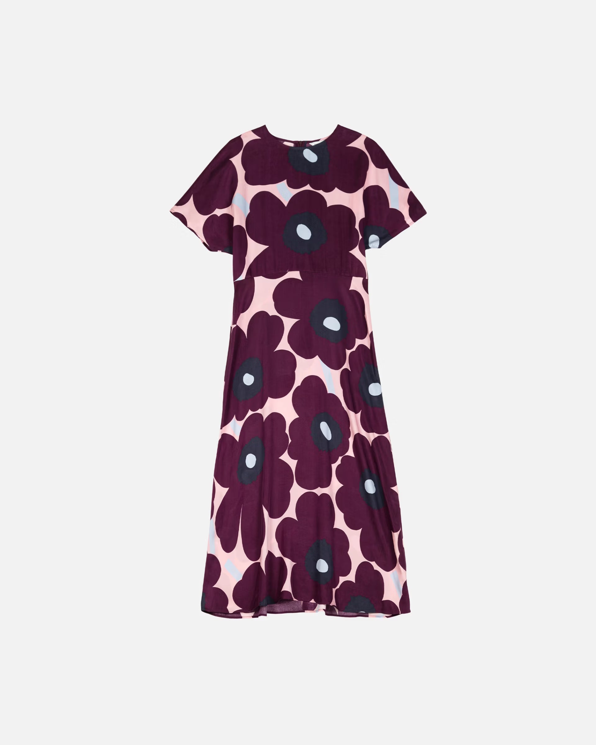 Marimekko mekko Heleä Unikko, viininpunainen kuosi
