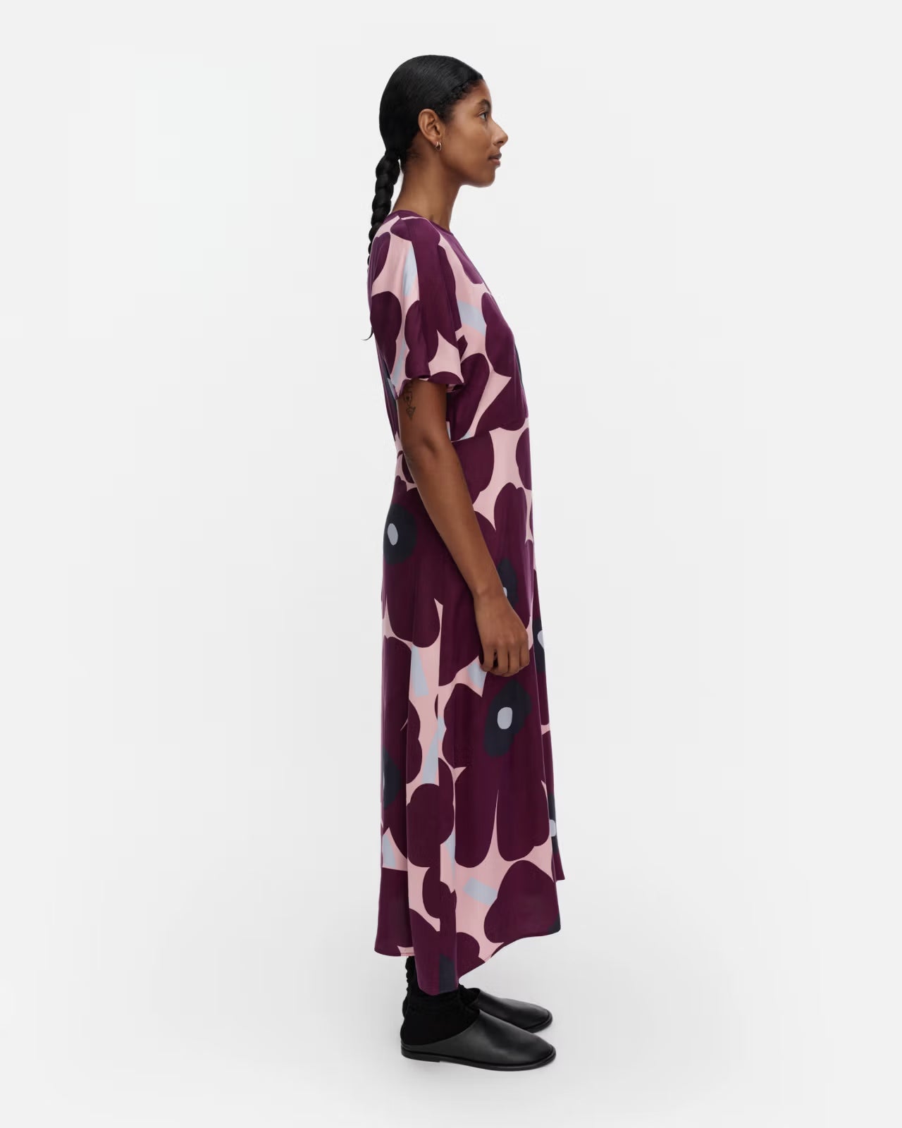 Marimekko mekko Heleä Unikko, viininpunainen kuosi