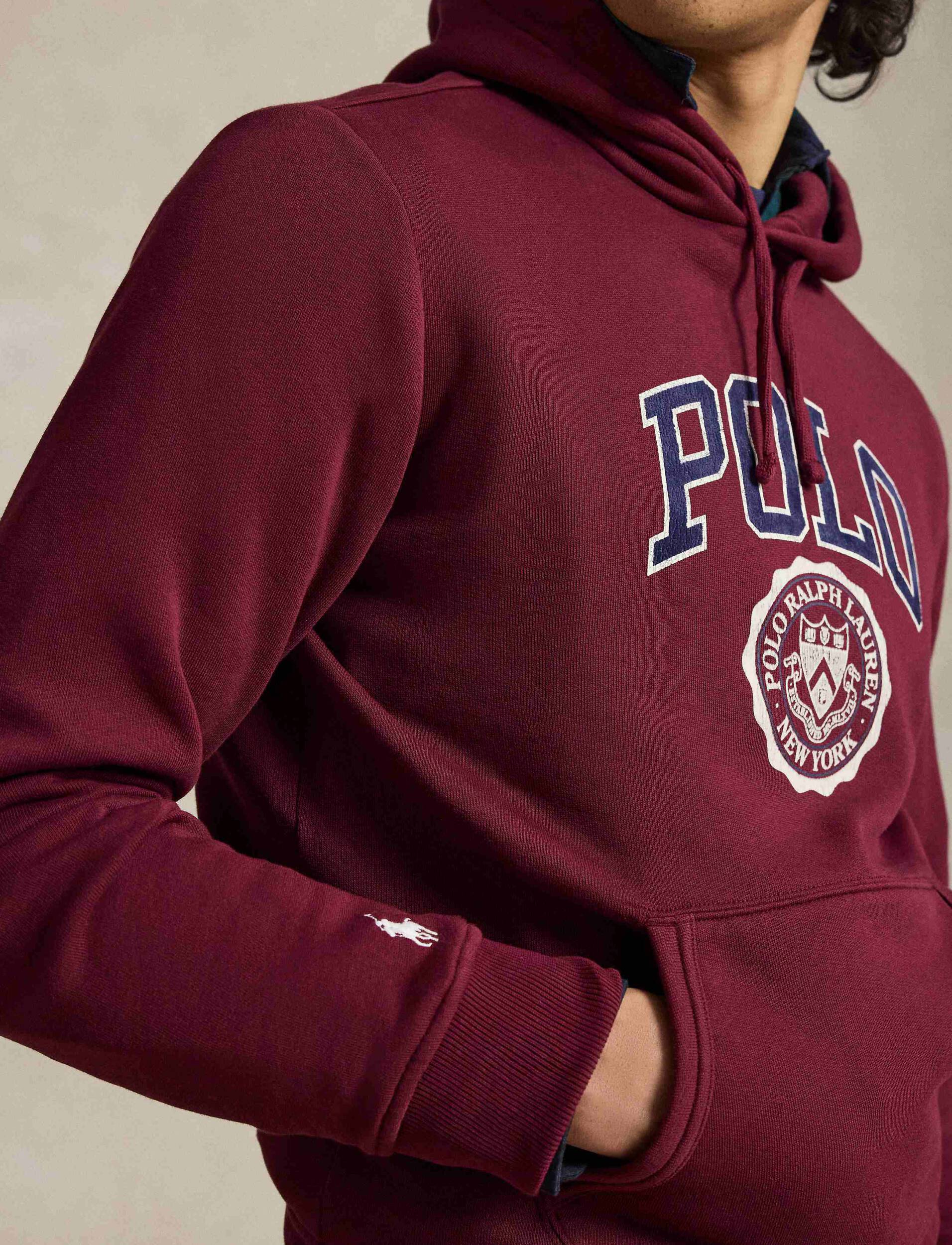 Polo Ralph Lauren miesten huppari Logo Fleece Hoodie, viininpunainen