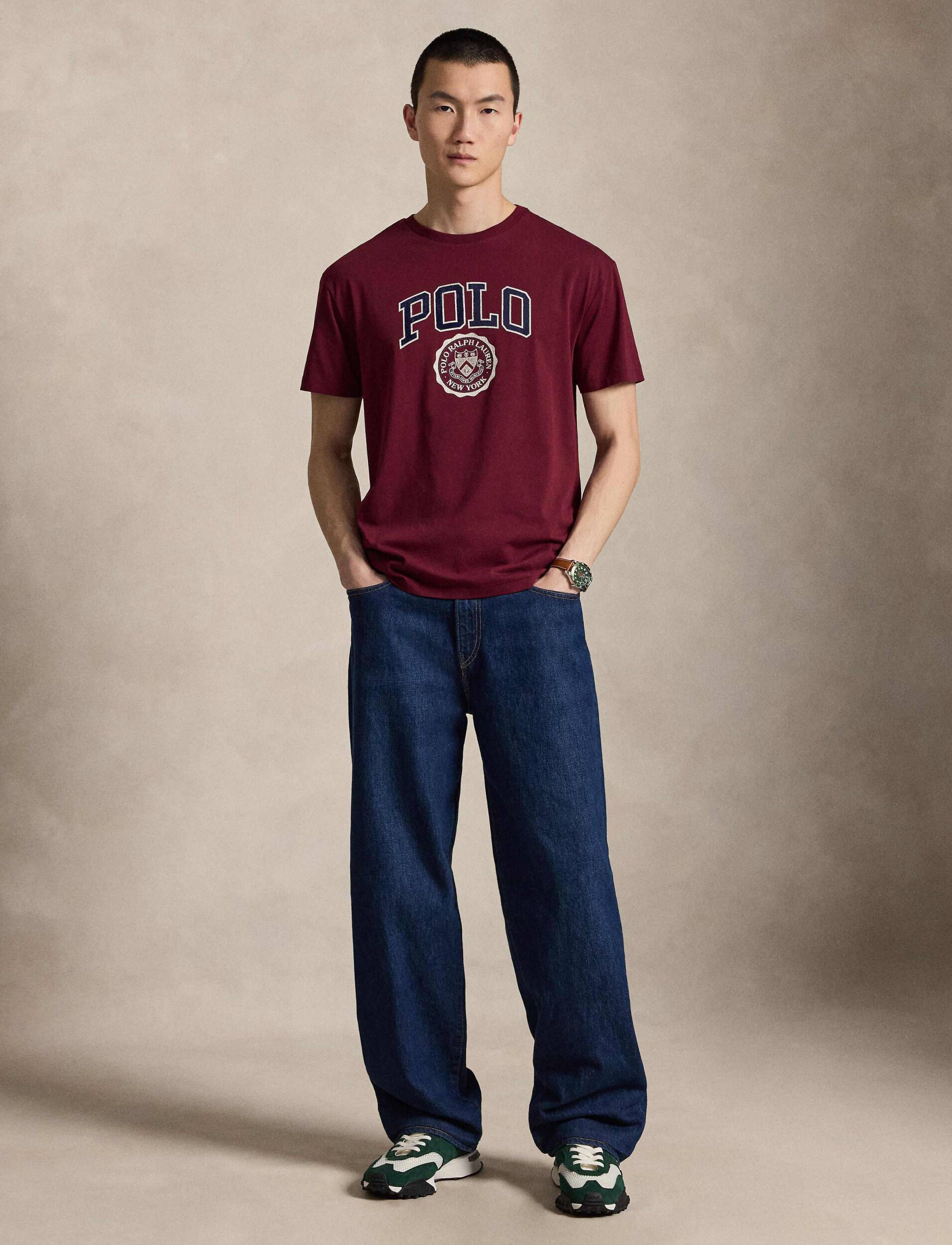 Polo Ralph Lauren miesten T-paita Classic Fit Logo Jersey T-Shirt, viininpunainen
