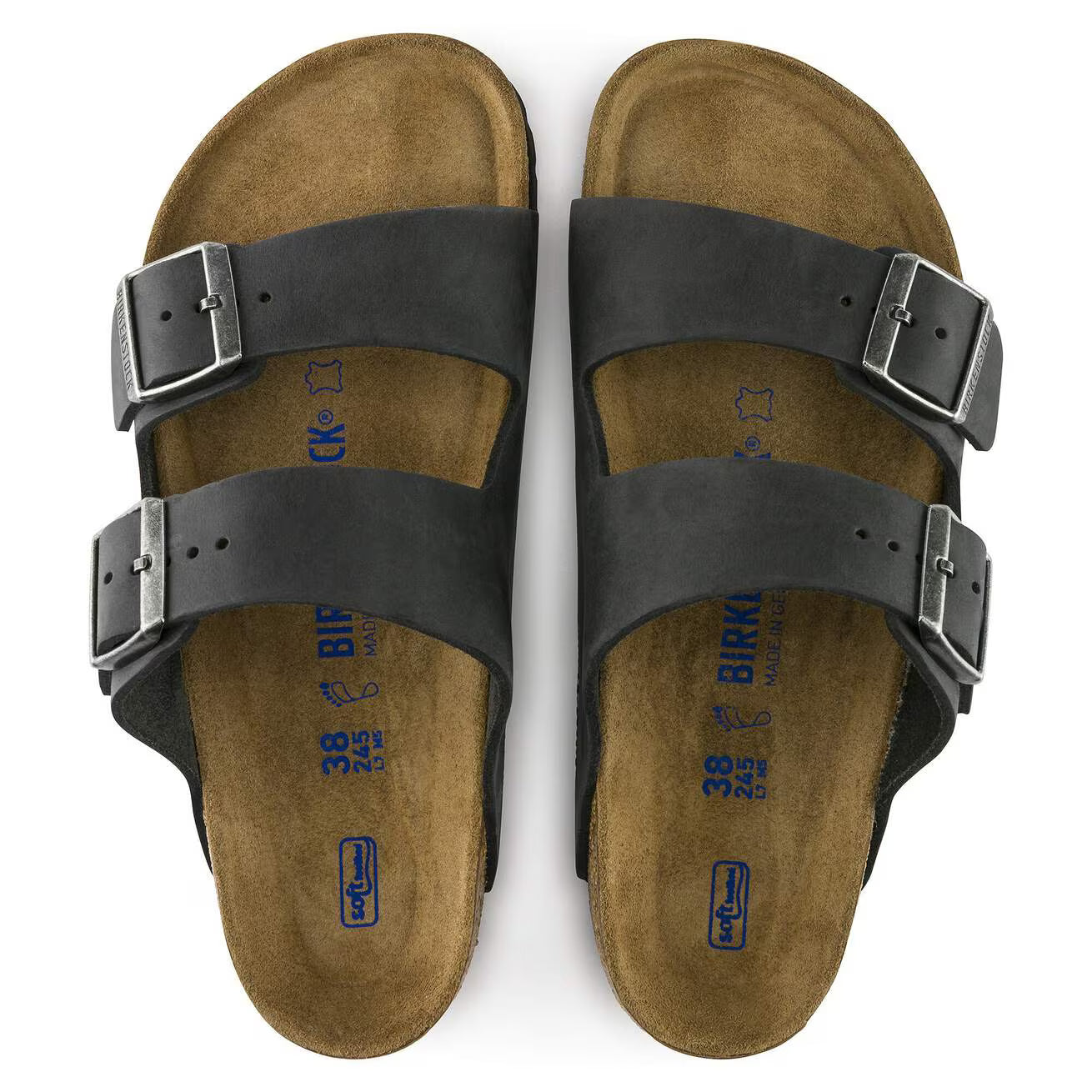Birkenstock unisex sandaalit Arizona Regular Oiled Leather, musta