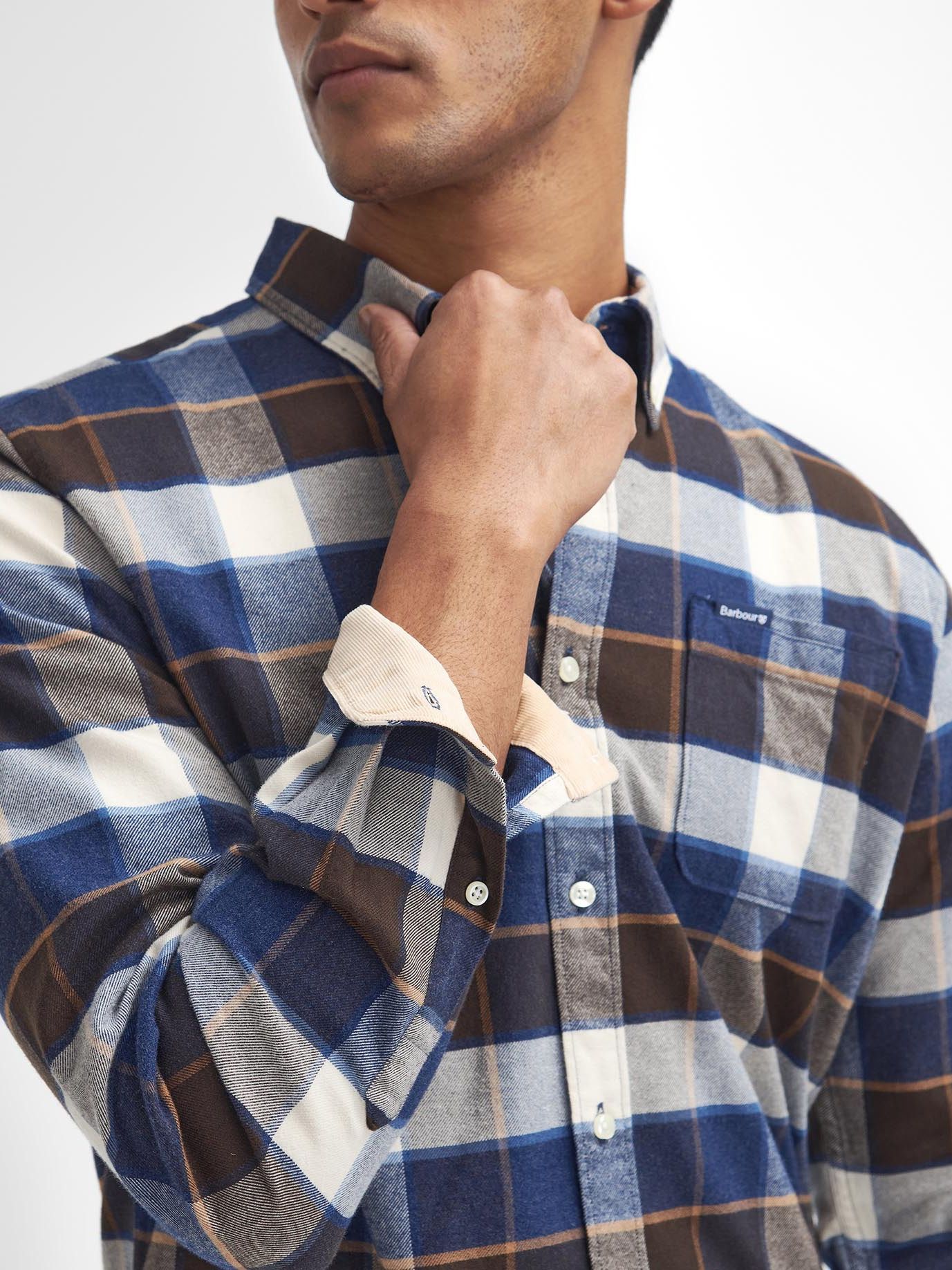 Barbour miesten kauluspaita Valley Tartan Flannel, sininen ruutu