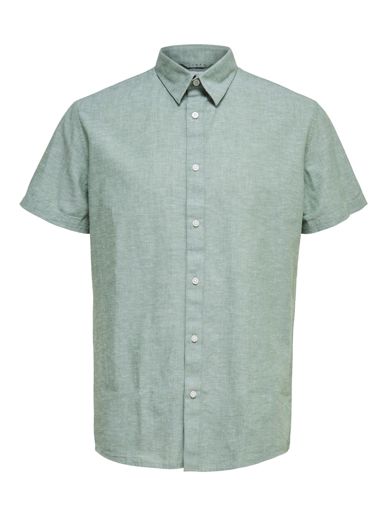 Selected Miesten Kauluspaita NEW LINEN SHIRT Vihreä