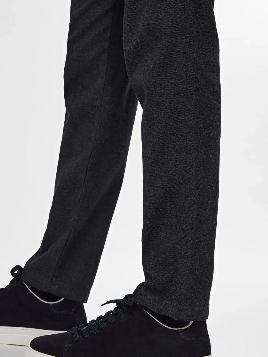 Selected housut, MILES BRUSHED PANTS Tummanharmaa