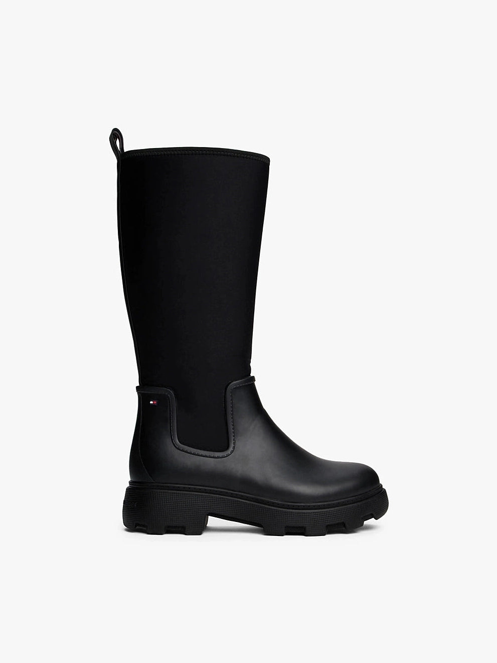 Tommy Hilfiger naisten saappaat FLAG LONG RAINBOOT WARM LINING, musta
