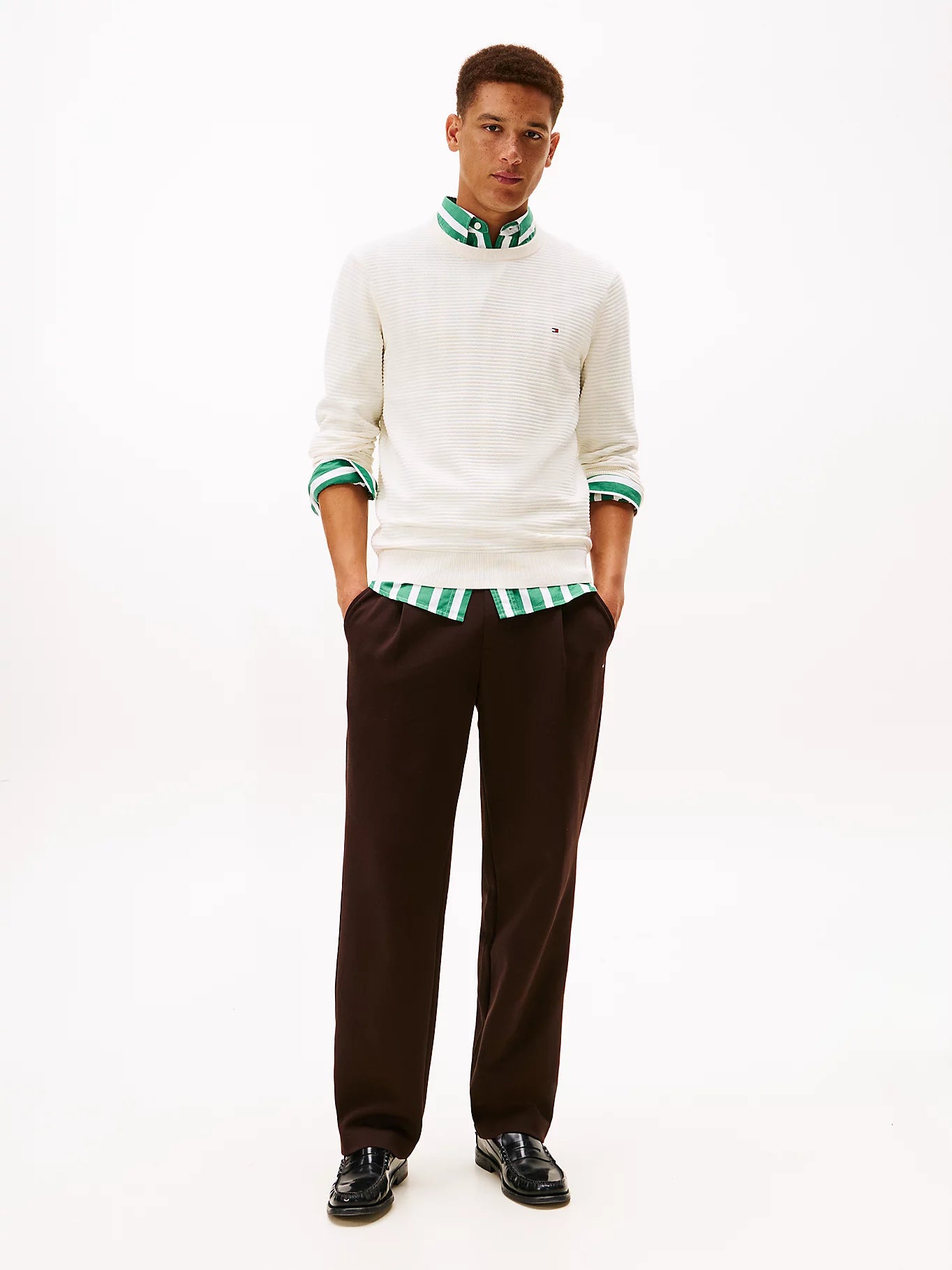 Tommy Hilfiger miesten neulepusero Seasonal Structure CNeck, luonnonvalkoinen