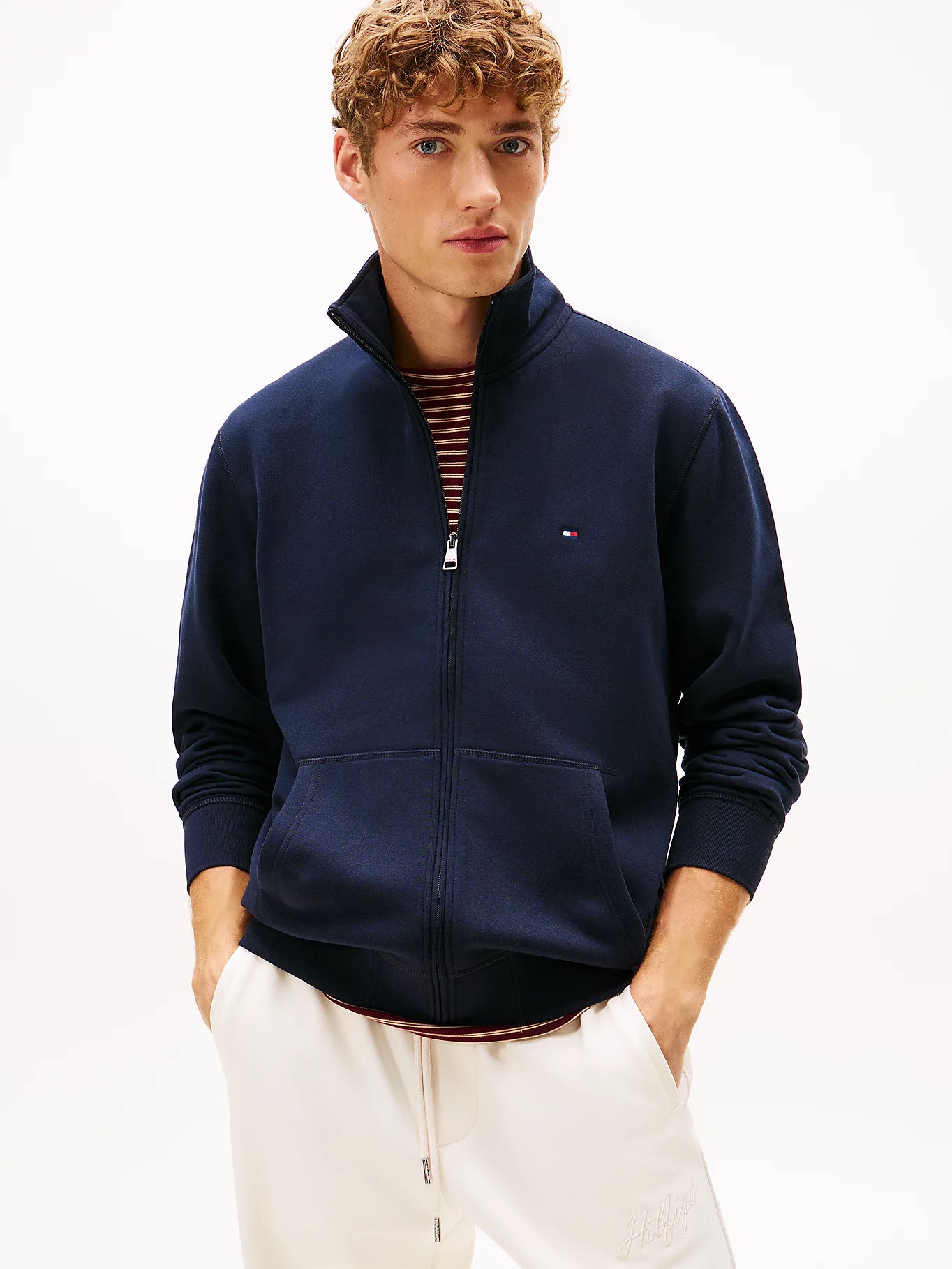 Tommy Hilfiger miesten college Essential Fleece Stand Collar, tummansininen