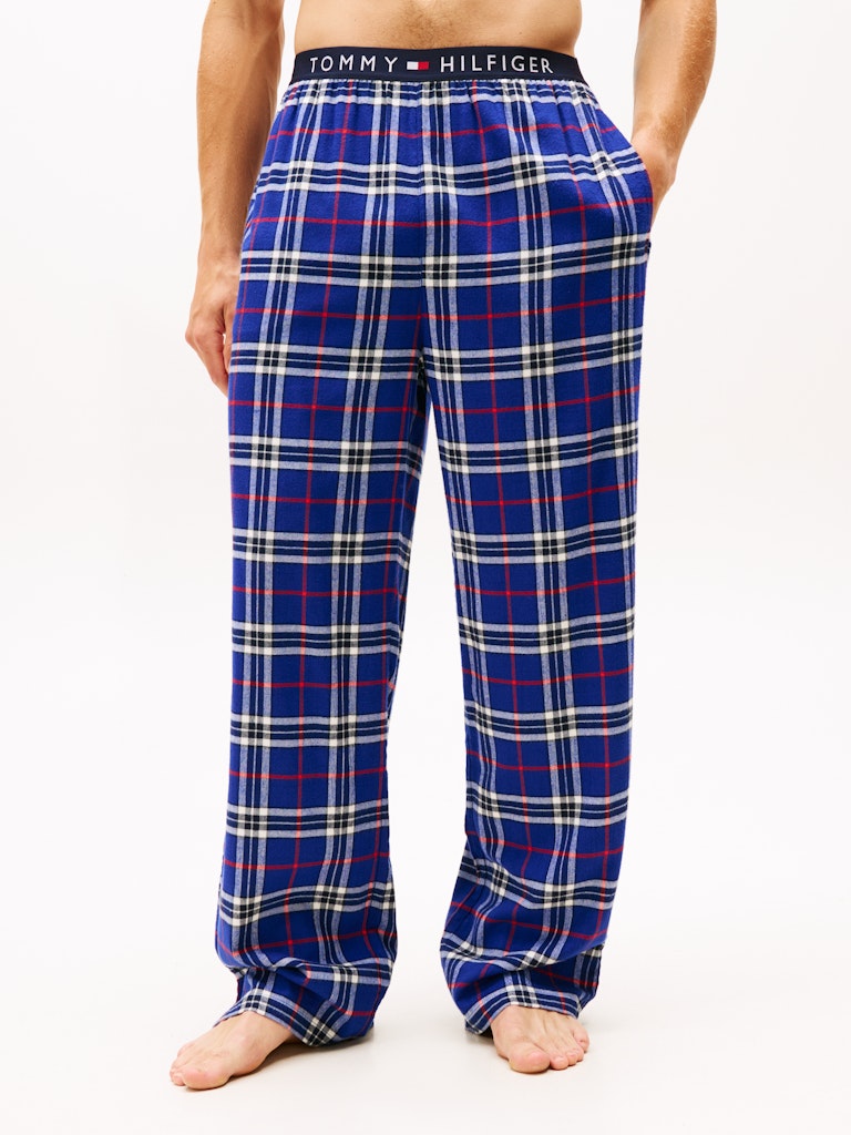 K FLANNEL PJ PANT WAISTBAND SININEN RUUTU