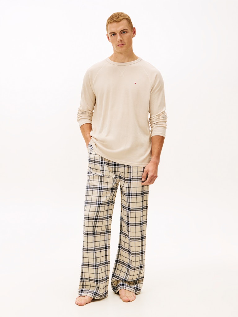Tommy Hilfiget Relaxed Flannel PJ Set, Boxed beige