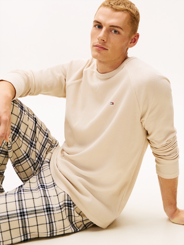 Tommy Hilfiget Relaxed Flannel PJ Set, Boxed beige