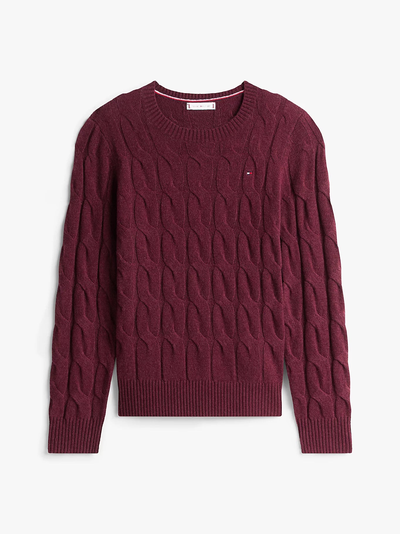 Tommy Hilfiger K-soft wool cable c-nk, viininpunainen