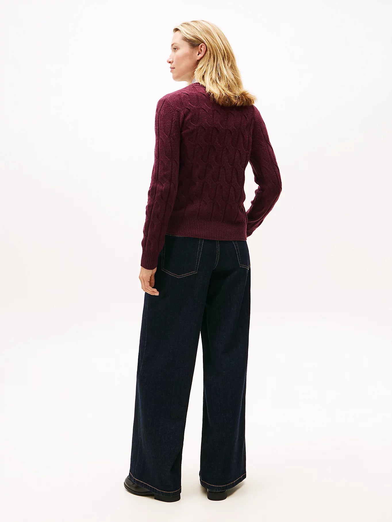 Tommy Hilfiger K-soft wool cable c-nk, viininpunainen