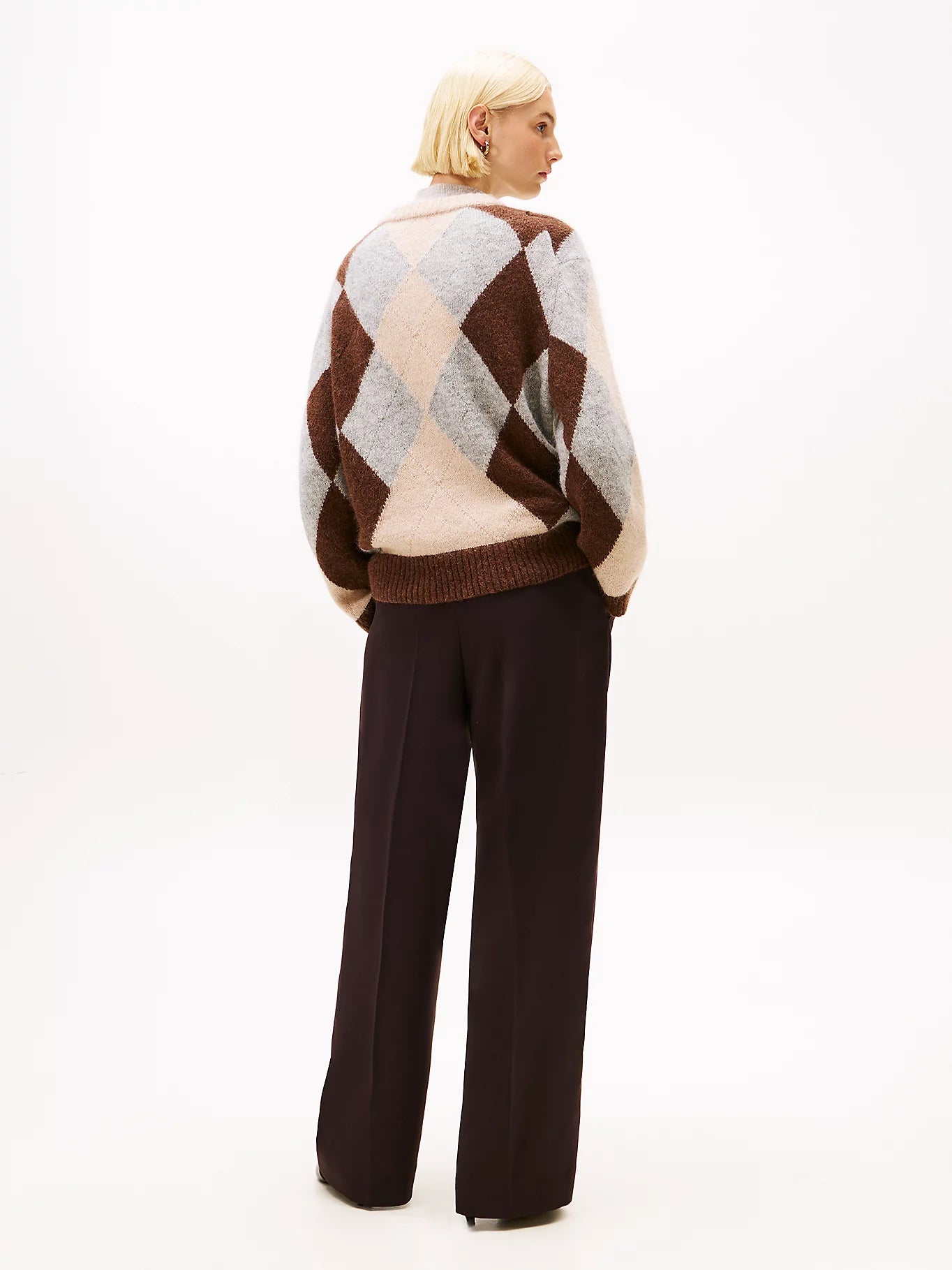 ALPACA BLEND ARGYLE C-NK LS SWEATER MONIVÄRINEN KUOSI